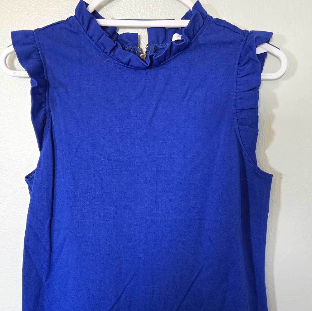 Ces Femme | Royal Blue High Neck Sleeveless Shift Dress Size Medium